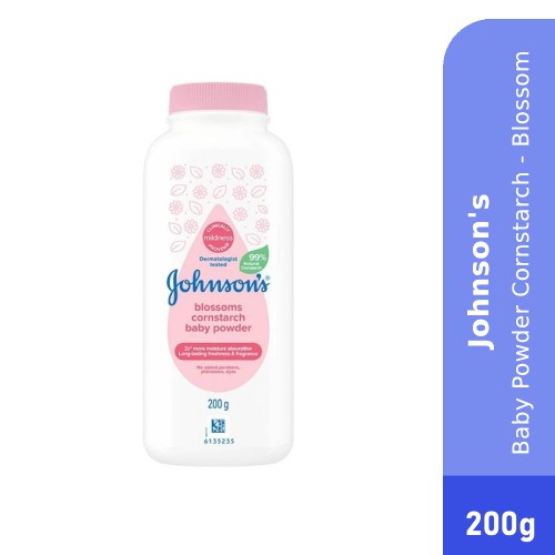 JOHNSON'S Baby Powder Cornstarch 200g - Blossoms, Bedak Baby Johnson