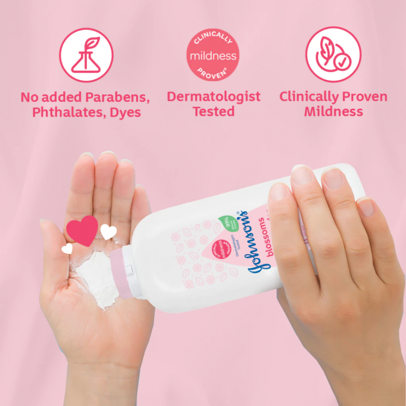 JOHNSON'S Baby Powder Cornstarch 100g - Blossoms, Bedak Baby Johnson