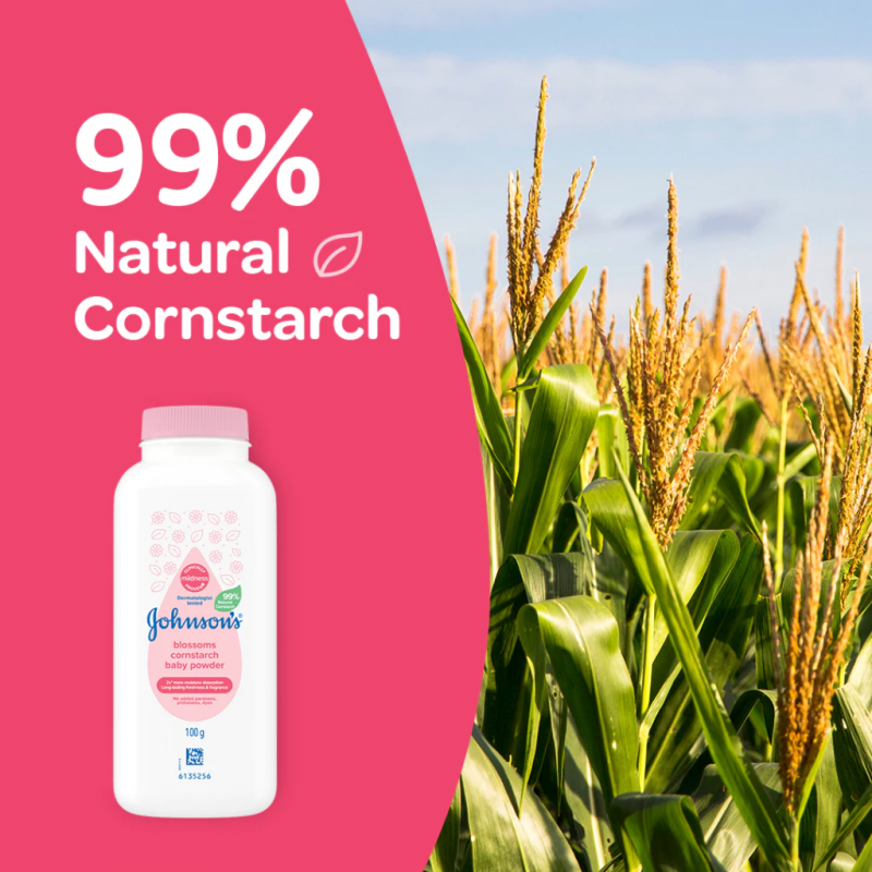 JOHNSON'S Baby Powder Cornstarch 100g - Blossoms, Bedak Baby Johnson