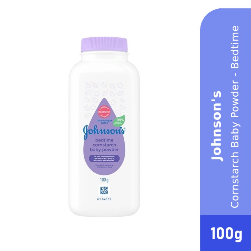 JOHNSONS Baby Powder 100g - Bedtime for Bedak Baby, Cornstarch Baby Powder