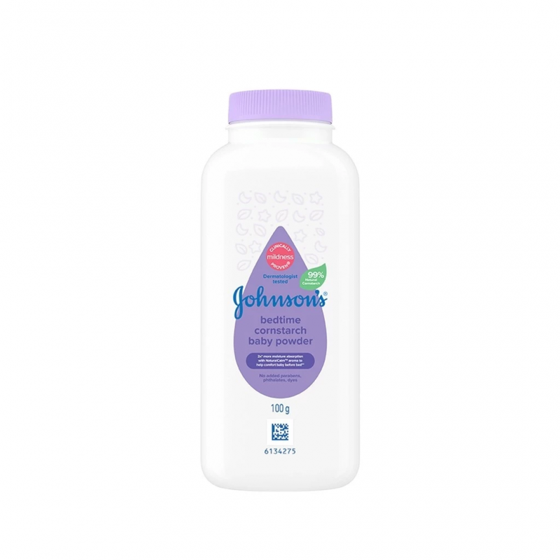 JOHNSONS Baby Powder 100g - Bedtime for Bedak Baby, Cornstarch Baby Powder