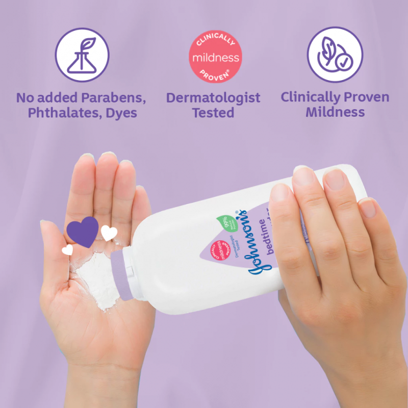 JOHNSONS Baby Powder 100g - Bedtime for Bedak Baby, Cornstarch Baby Powder