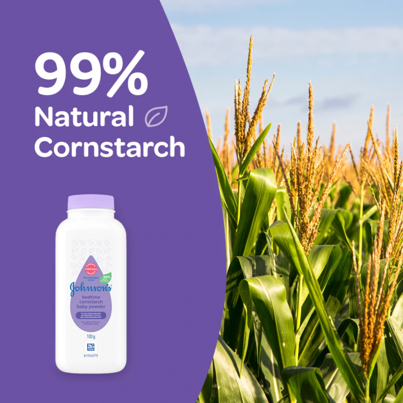 JOHNSONS Baby Powder 100g - Bedtime for Bedak Baby, Cornstarch Baby Powder