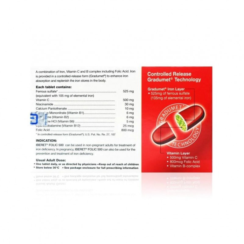 Abbott Iberet Folic 500 30's with Iron and Folic Acid (for Pregnant and Lactating Women)