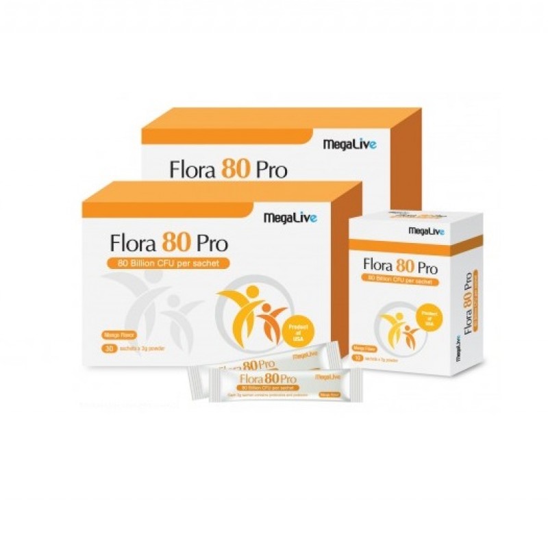 MEGALIVE Flora 80 Pro 30's X 2 Probiotic, Prebiotic, Probioti Supplement, Probiotics, Probiotik