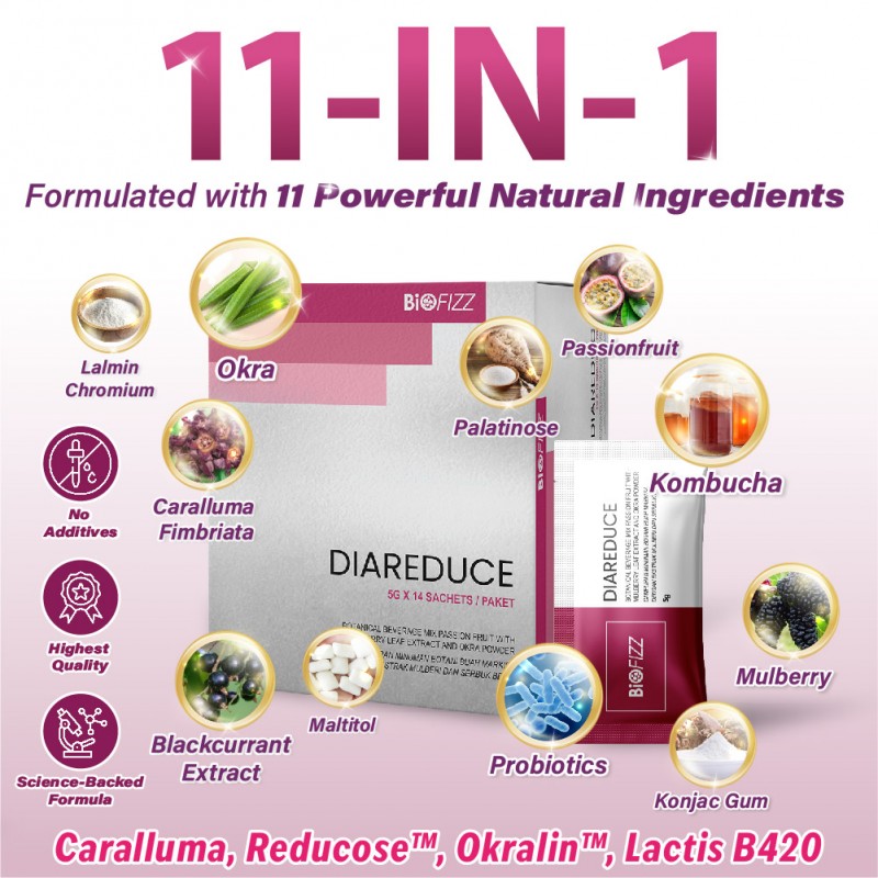 BIOFIZZ Diareduce 5g X 14'S Slimming Product Weight Loss Supplement Diabetes Cholesterol 瘦身