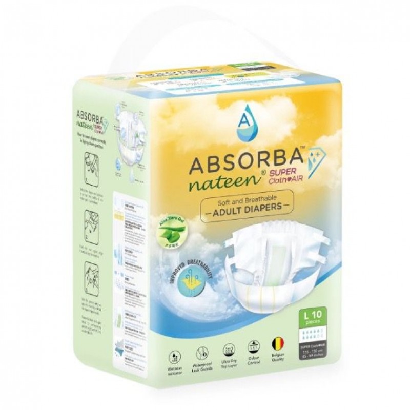 ABSORBA NATEEN SUPER – CLOTHAIR ADULT DIAPERS (L) 10S