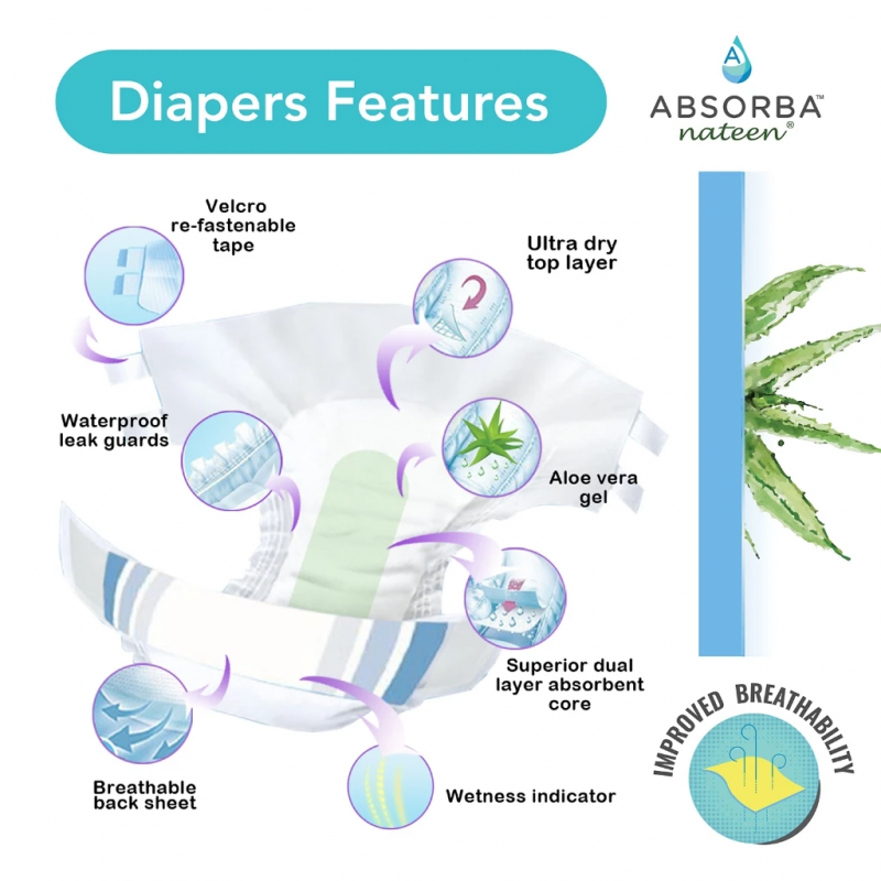 ABSORBA NATEEN SUPER – CLOTHAIR ADULT DIAPERS (M) 10S