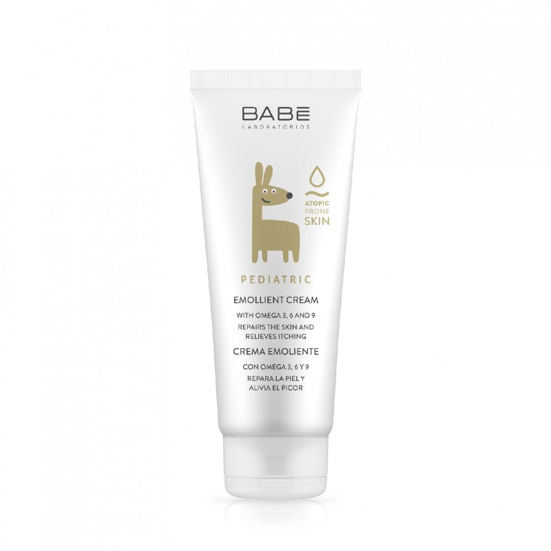 BABE LABORATORIOS Pediatric Emollient Cream 200ml with Omega 3, 6 & 9 - Itching Cream & Repair Skin (for Baby & Kids)