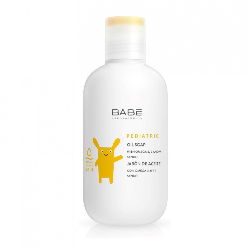 BABE LABORATORIOS Pediatric Oil Soap 200ml for Dry or Atopic Prone Skin with Omega 3,6 & 9 (for Baby & Kids)