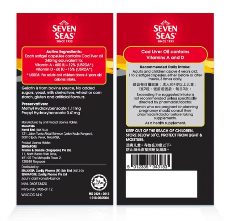 SEVEN SEAS COD LIVER OIL GOLD 500'S X 2