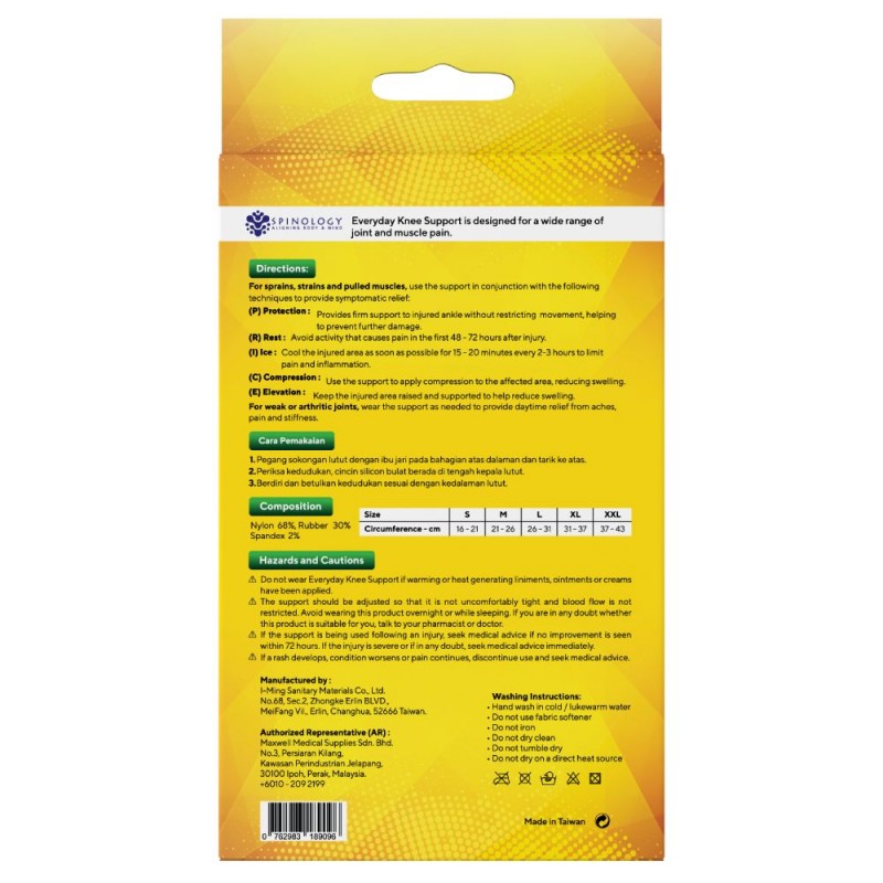 Spinology Everyday Knee Support Size (L) Sport Fitness Knee Guard Support Elastic Guard Lutut Pelindung Lutut 护膝 护膝套