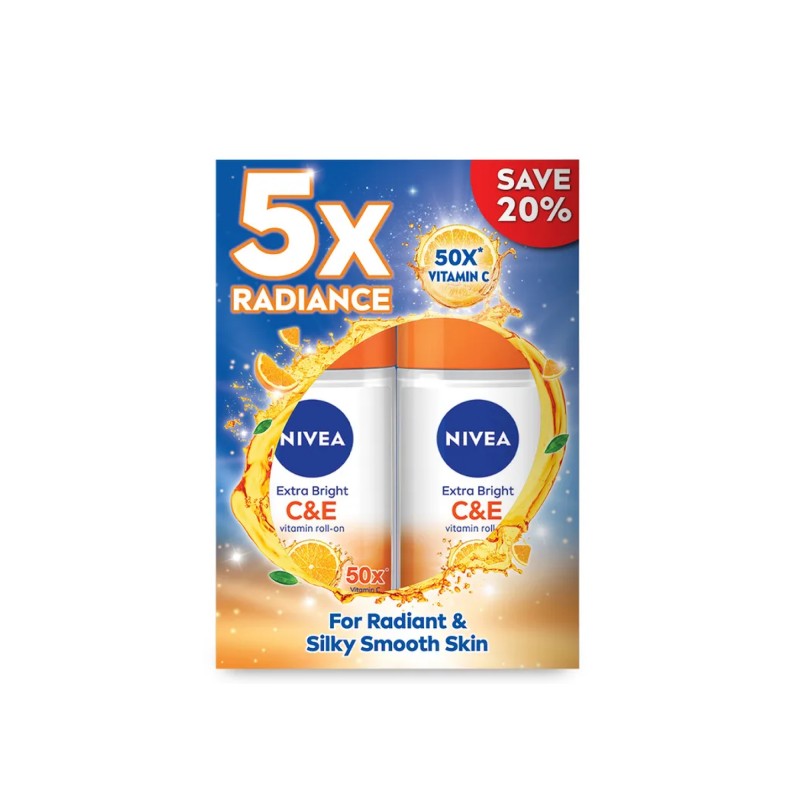 NIVEA FEMALE EXTRA BRIGHT C&E ROLL 50ML X 2 (84186)