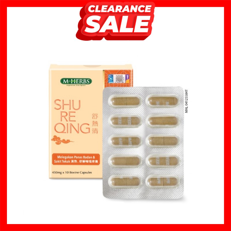 [CLEARANCE] M-HERBS Shu Re Qing 450mg For Body Heatiness and Sore Throat 10's (EXP: 4/2026)