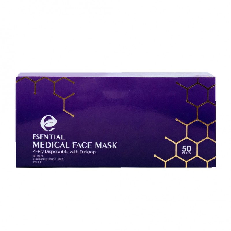 ESENTIAL 4ply 50's Classic Elastic Earloop Disposable Face Mask- Black/ Protection 一次性口罩