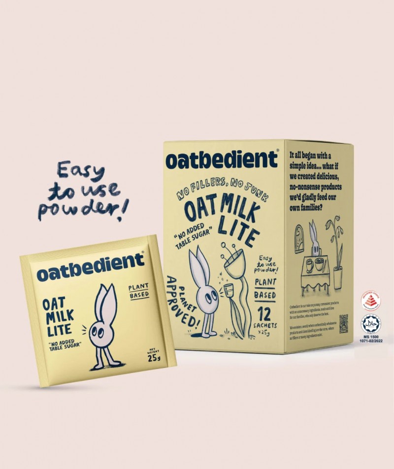 OATBEDIENT Oat Milk Lite 25g x12's- No Sugar,Oat Milk,Gluten Free