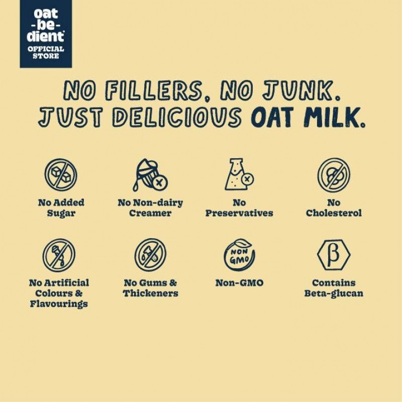 OATBEDIENT Oat Milk Lite 25g x12's- No Sugar,Oat Milk,Gluten Free