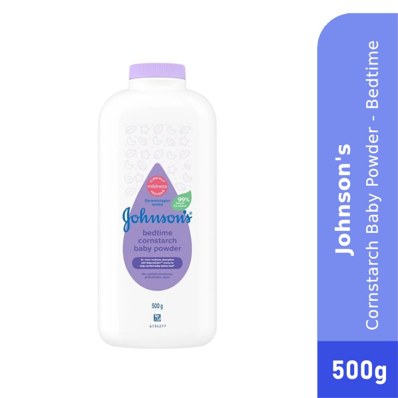 JOHNSONS Baby Powder 500g - Bedtime for Bedak Baby, Cornstarch Baby Powder