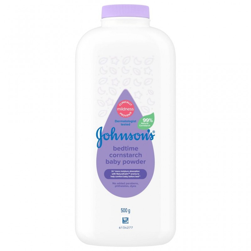 JOHNSONS Baby Powder 500g - Bedtime for Bedak Baby, Cornstarch Baby Powder