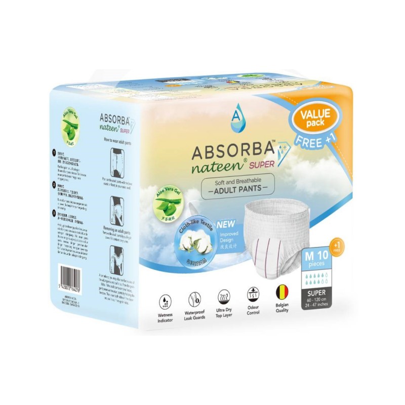 ABSORBA NATEEN SUPER PANTS M 10'S + 1'S