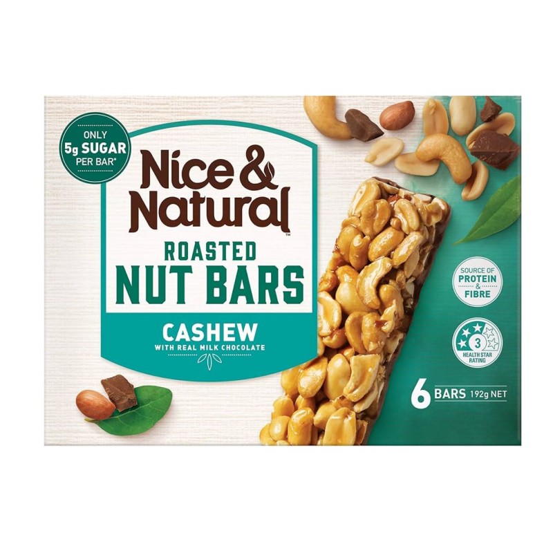 NICE & NATURAL Roasted Nut Bar Peanut & Cashew 192g x 6