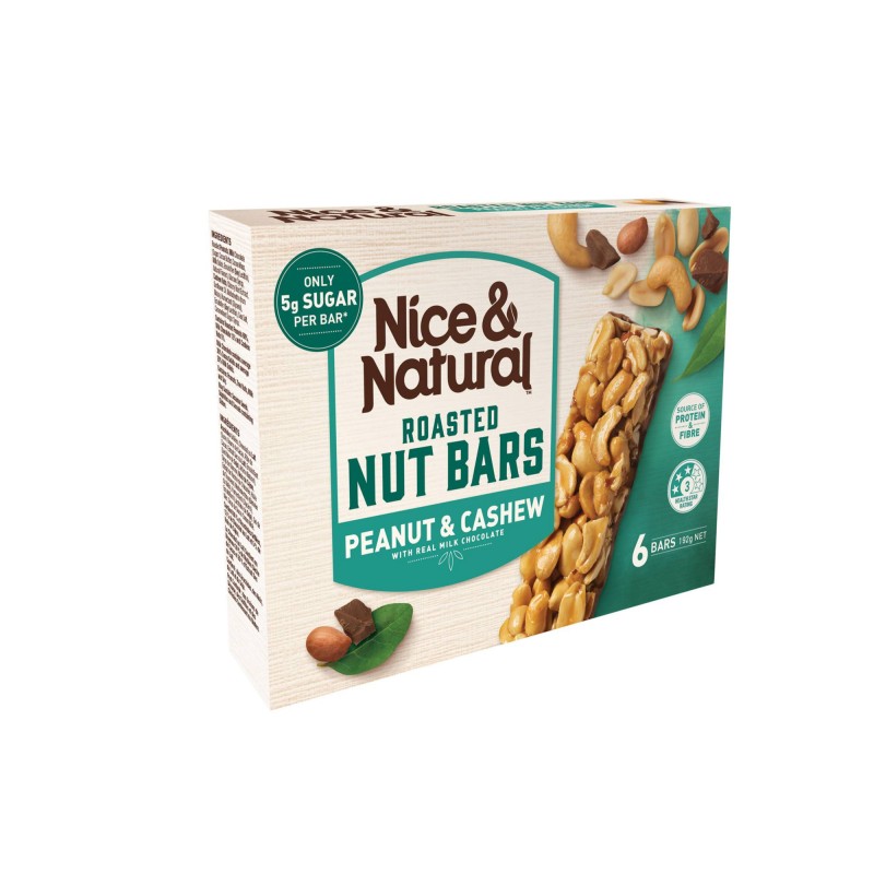 NICE & NATURAL Roasted Nut Bar Peanut & Cashew 192g x 6
