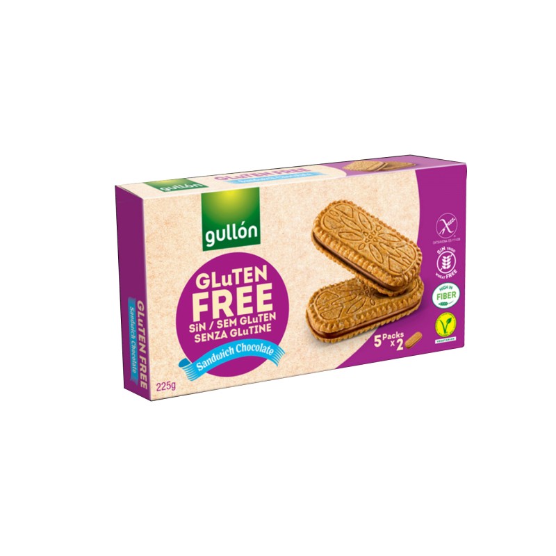 GULLON Gluten Free Biscuit - Sandwich Chocolate 5x45g Healthy Snacks Biskut ( 低卡零食 / 健康零食 )