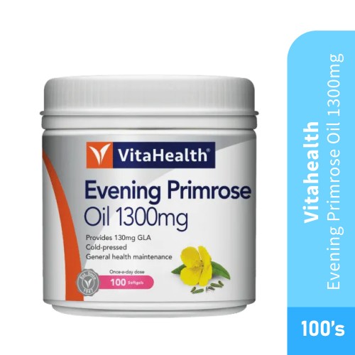VITAHEALTH Evening Primrose Oil 1300mg 100's with EPO, Menopause Supplements, Menstrual Relief  MAL19016080NCR    Descri