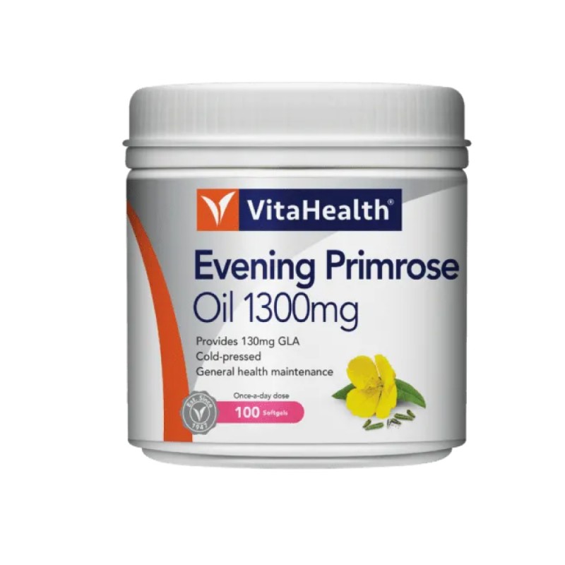 VITAHEALTH Evening Primrose Oil 1300mg 100's with EPO, Menopause Supplements, Menstrual Relief  MAL19016080NCR    Descri
