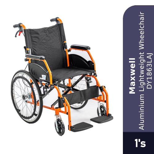 MAXWELL Aluminium Lightweight Wheelchair Foldable Travel (DY01863LAJ) Wheelchair Lighweight, Kerusi Roda