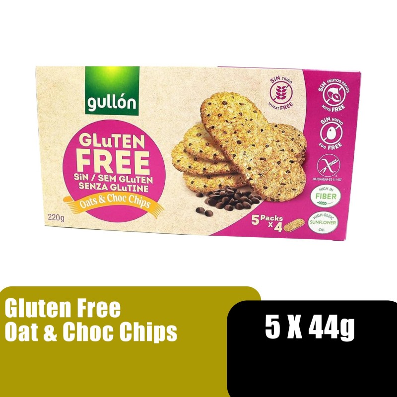 GULLON Gluten Free Biscuit - Oat & Chocolate Chips 5x44g Healthy Snacks Biskut