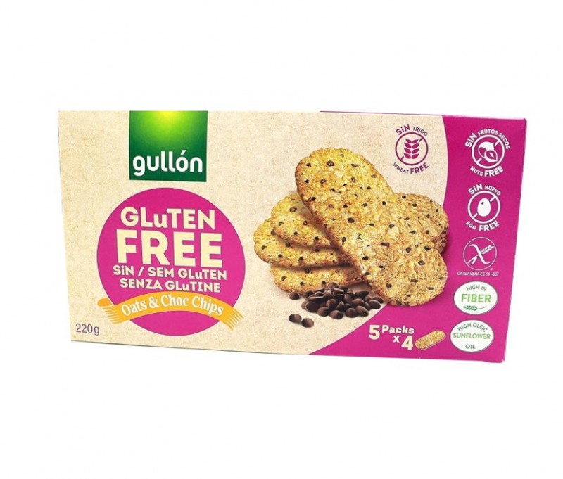 GULLON Gluten Free Biscuit - Oat & Chocolate Chips 5x44g Healthy Snacks Biskut