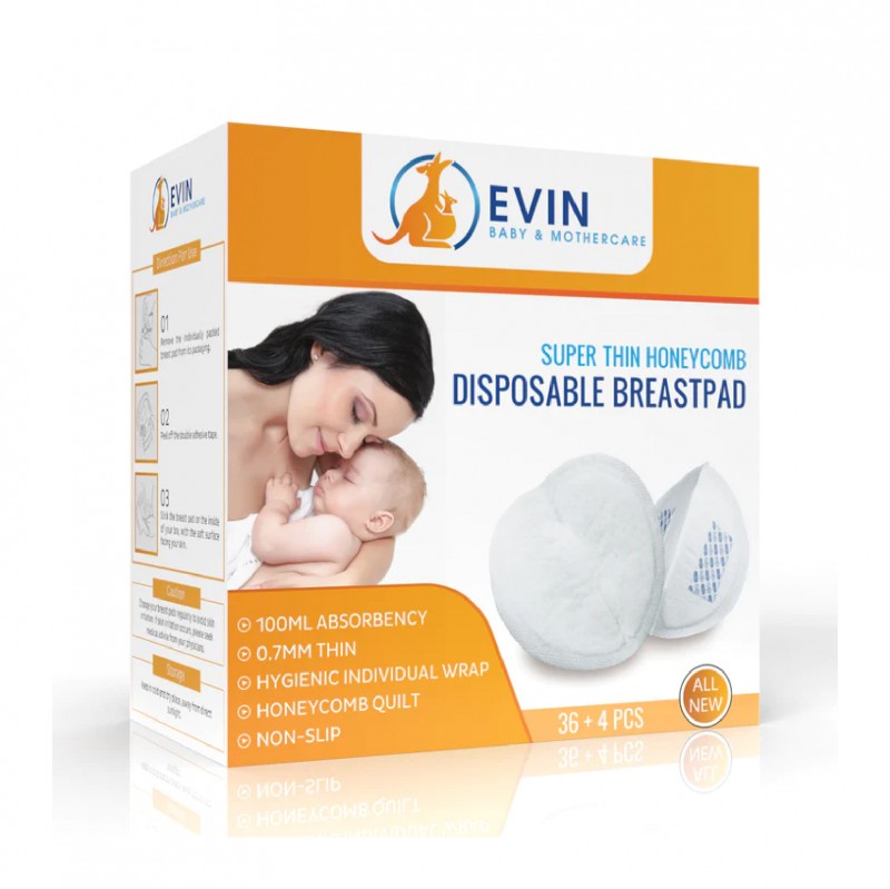 EVIN Disposable Breast Pad Anti Slip 36+4's -Breast Pads