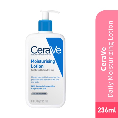 CERAVE Daily Moisturizer Body Lotion with essential ceramide 236ml, 24-hour hydration for Normal & Dry Skin