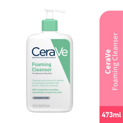 Cerave Foaming Cleanser 473ML Foaming Cleanser for Face Wash (For Normal to Oily Skin, All Skin Type)