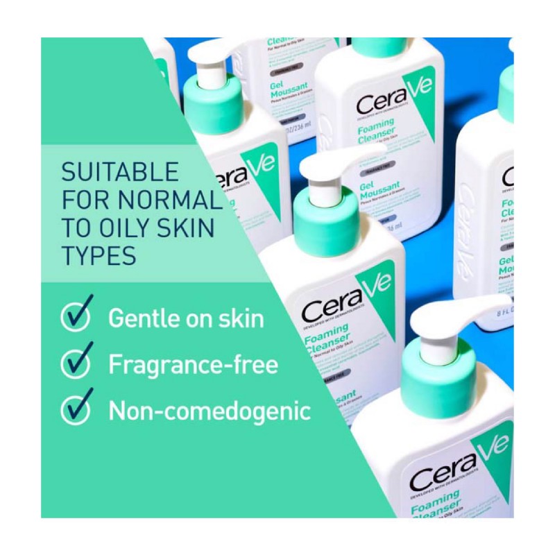 Cerave Foaming Cleanser 236ML Foaming Cleanser for Face Wash (For Normal to Oily Skin, All Skin Type)