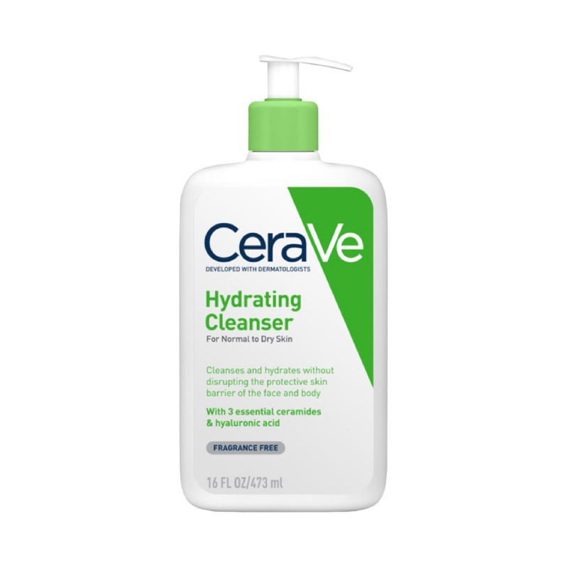 Cerave Hydrating Face Cleanser 473ml for Face Wash (For Normal to Dry Skin, All Skin Type)