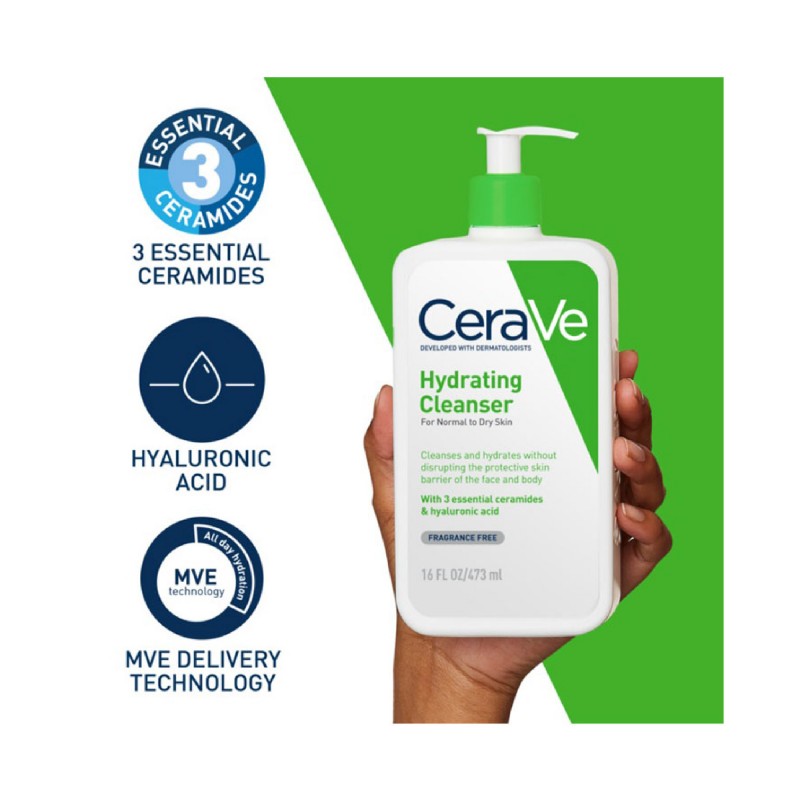 Cerave Hydrating Face Cleanser 88ml for Face Wash (For Normal to Dry Skin)