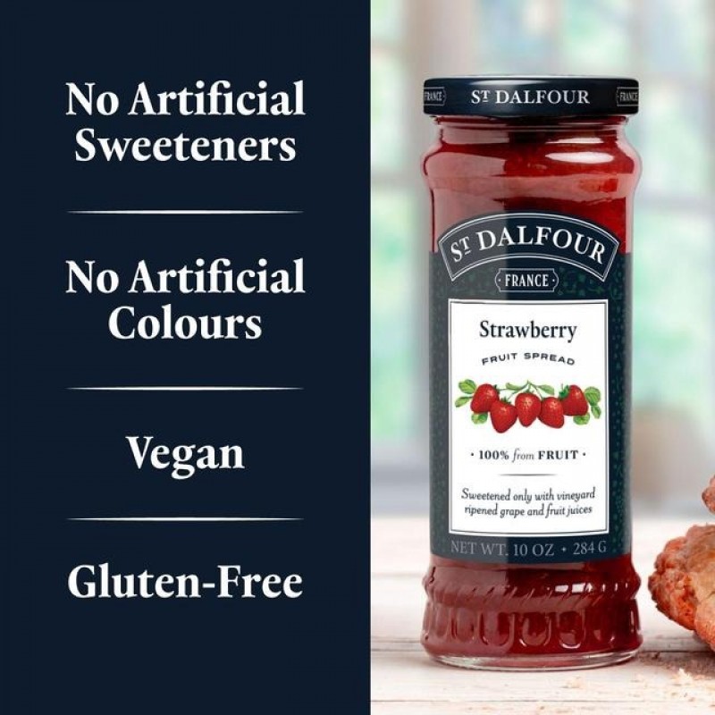 St Dalfour Natural Fruit Spread Strawberry 284g - Jem strawberry roti (vegan & gluten free) / 天然草莓果酱