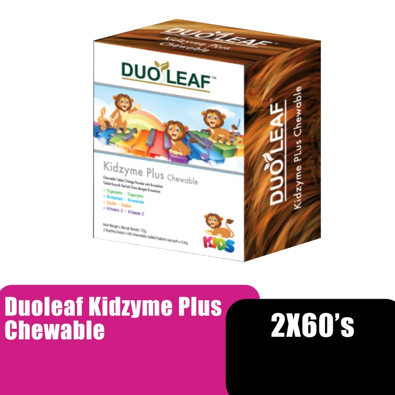 Duoleaf Kidzyme Plus Chewable Tablet 2 X 60'S with Vitamin C & Digestive Enzyme for Kids