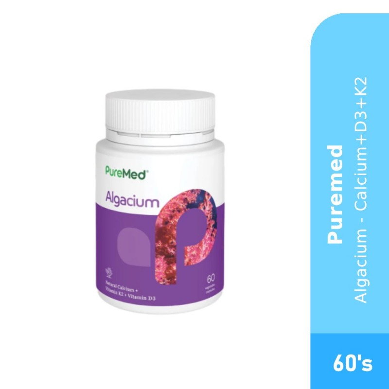 PUREMED Algacium 60's for Bone Supplement with Calcium, Vitamin D3, Vitamin K2