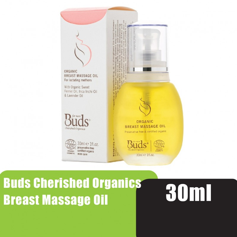 Buds Cherished Organics Breast Massage Oil 30ml with Jojoba Oil