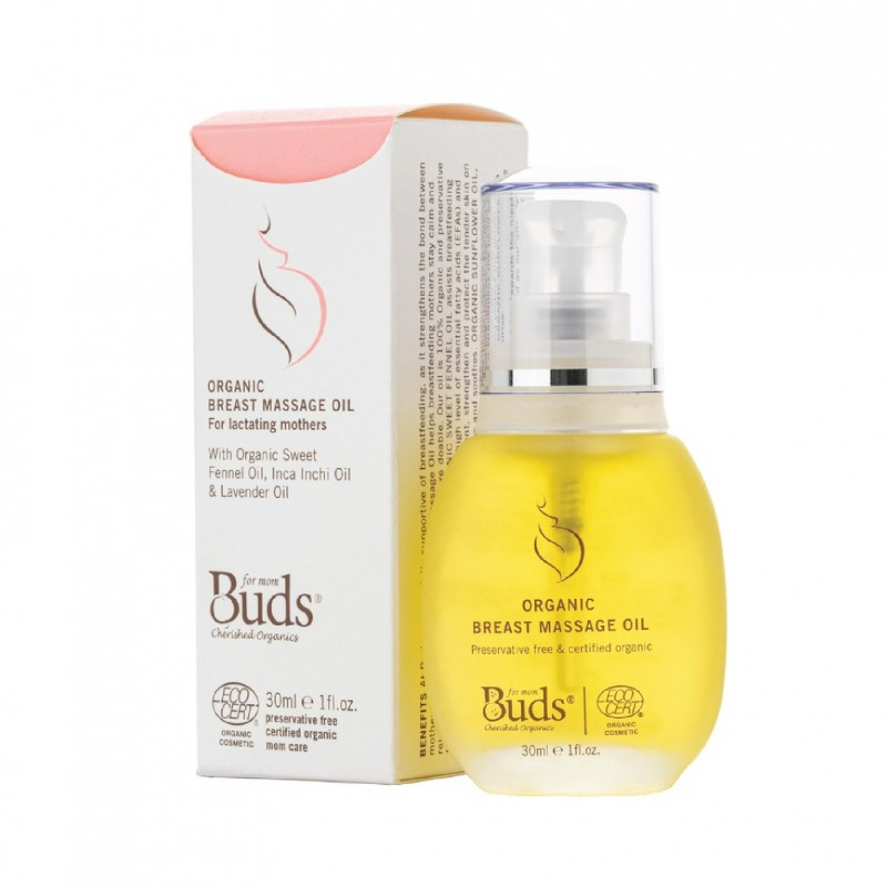 Buds Cherished Organics Breast Massage Oil 30ml with Jojoba Oil