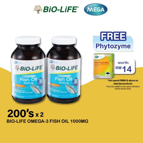 BIO-LIFE OMEGA-3 FISH OIL 1000MG 200'S X 2