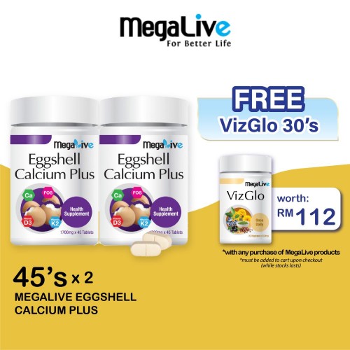 MEGALIVE Eggshell Calcium Plus 45'S x 2