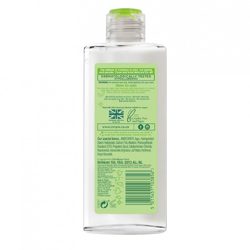SIMPLE Kind To Skin Soothing Face Toner 200ml - Skincare Hydrating Toner For Sensitive Skin / Toner Muka 爽肤水 护肤品