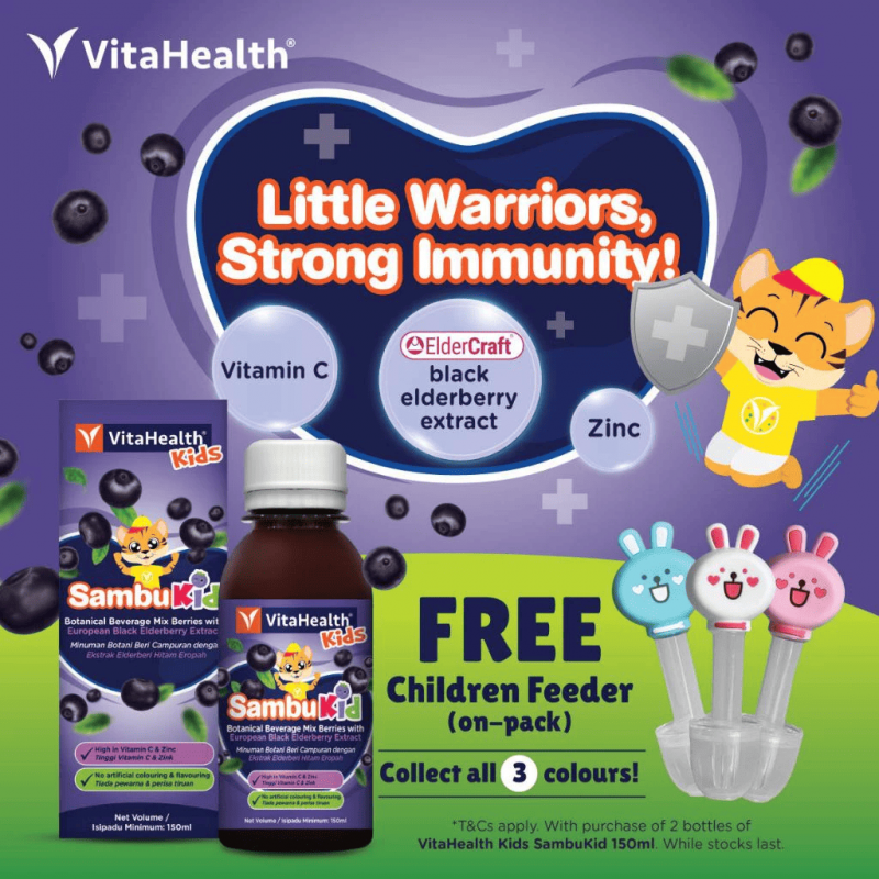 VITAHEALTH Kids Sambukid 150ml X 2 for Vitamin C Kids, Sambucol Kids with Elderberry