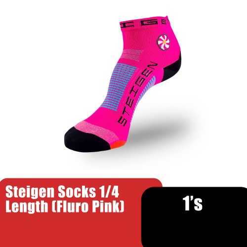 STEIGEN Zero Length Socks, Running Socks, Sport Socks as Free Size Stocking (Stoking) (运动袜子) - Fluro Pink