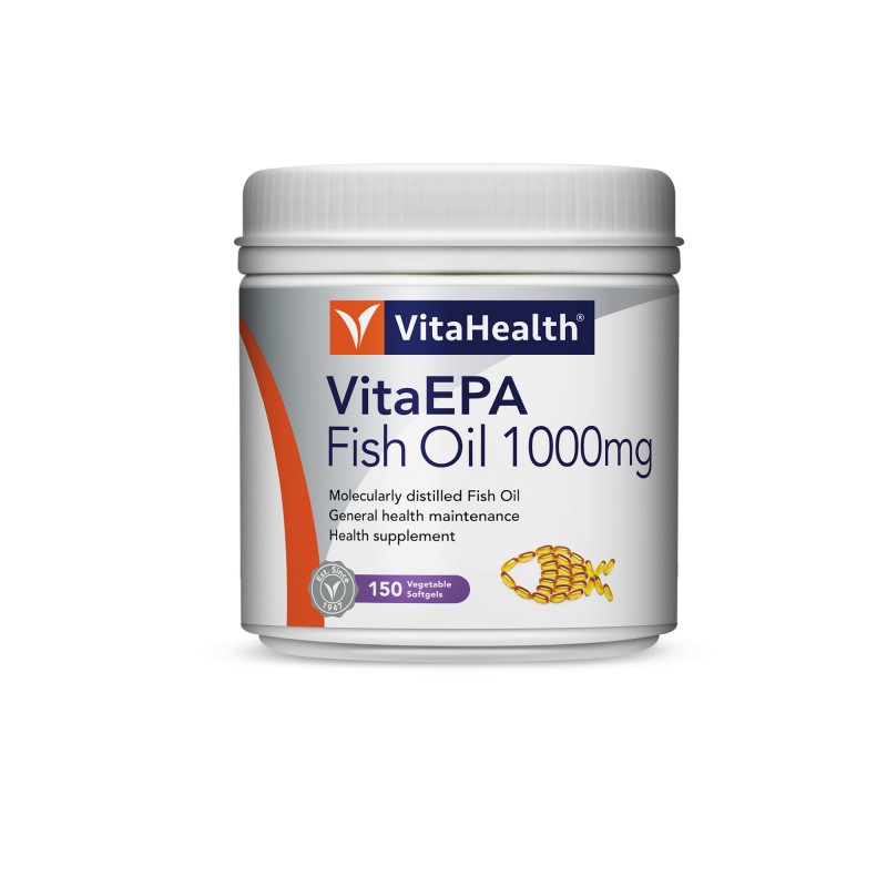 VITAHEALTH Fish Oil Vita Omega 3 Fish Oil, Nutrition for Brain Supplement, Heart Supplement, Memory Booster 1000mg 150's