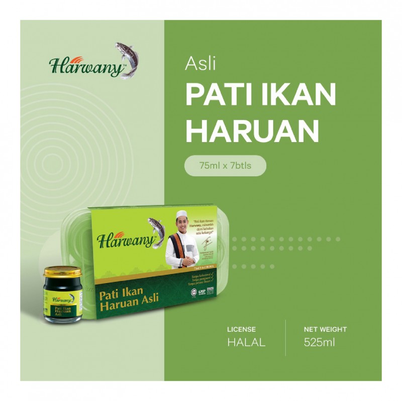 HARWANY Essence Of Black Fish Original 75ml X 6's + FOC 1's - Harwany Pati Ikan Haruan Asli / Pati Ikan Haruan Original